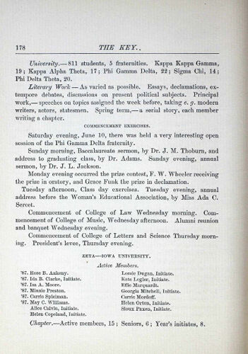Chapter Report for 1886-87: Zeta - Iowa University (image)